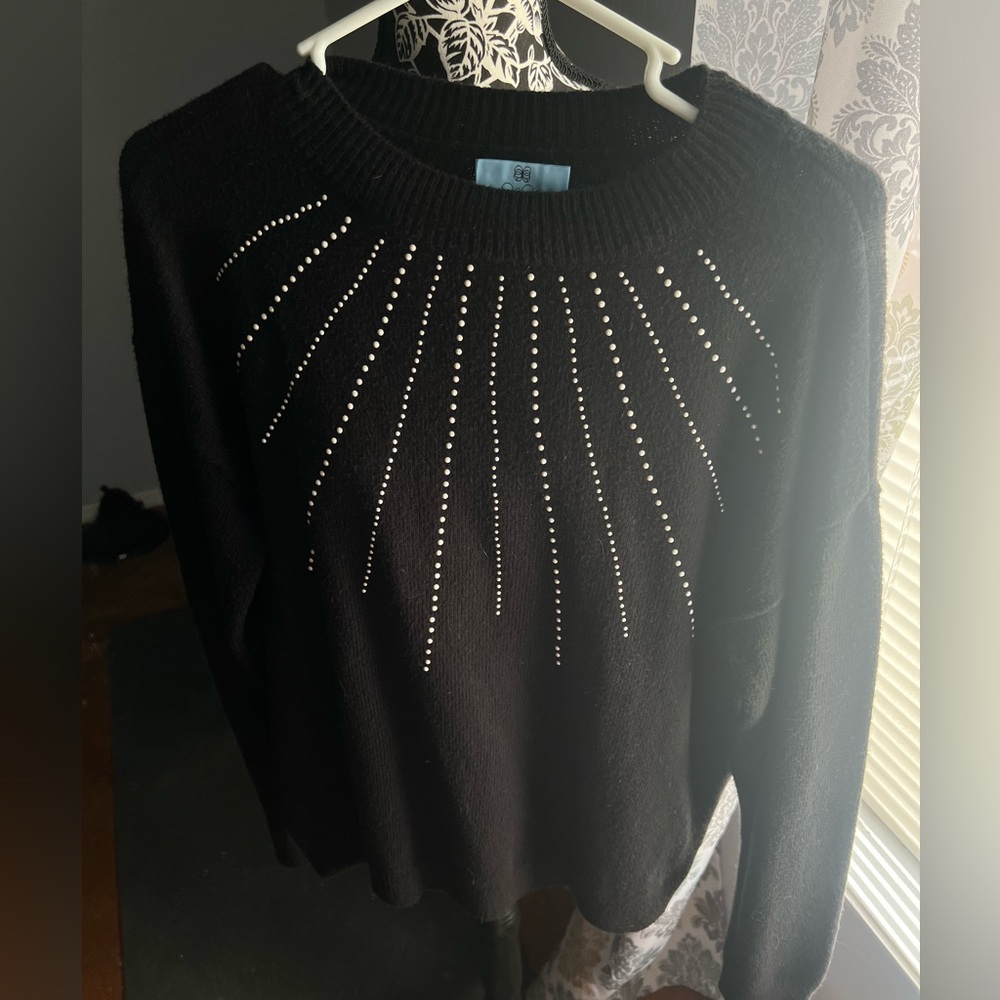 CeCe black sweater with gems